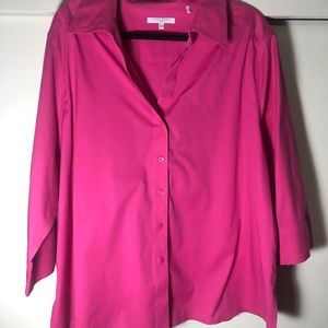 NWOT Foxcroft Johnny Collar Tulip Pink Blouse